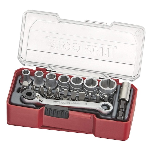 20 Piece 1/4" Drive Metric 6 Point Shallow Socket & Bi